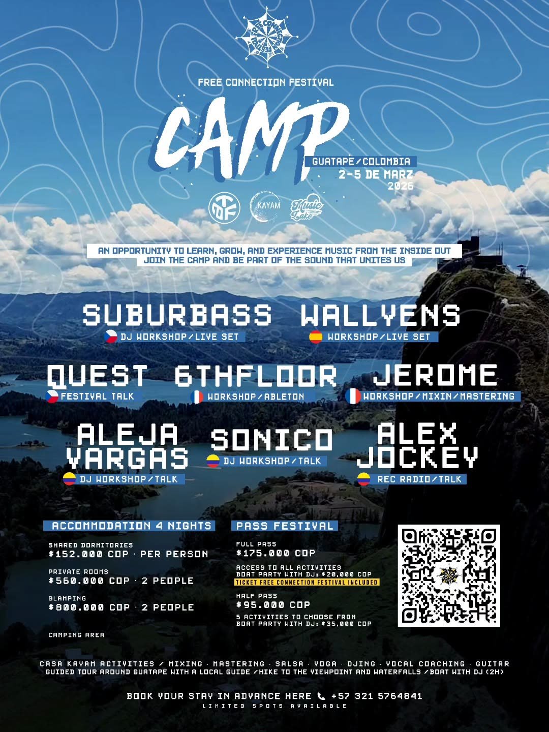 Flyer de Free Connection Camp · Guatapé